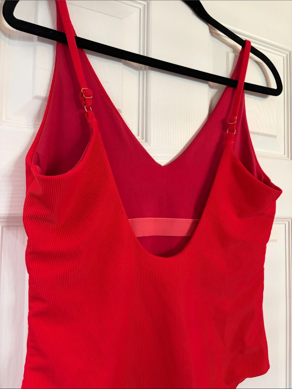 Beach Riot Red Ribbed V-Neck One-Piece Swimsuit size large